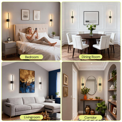 Wall Sconces Modern Line Shape, Battery Operated Wireless