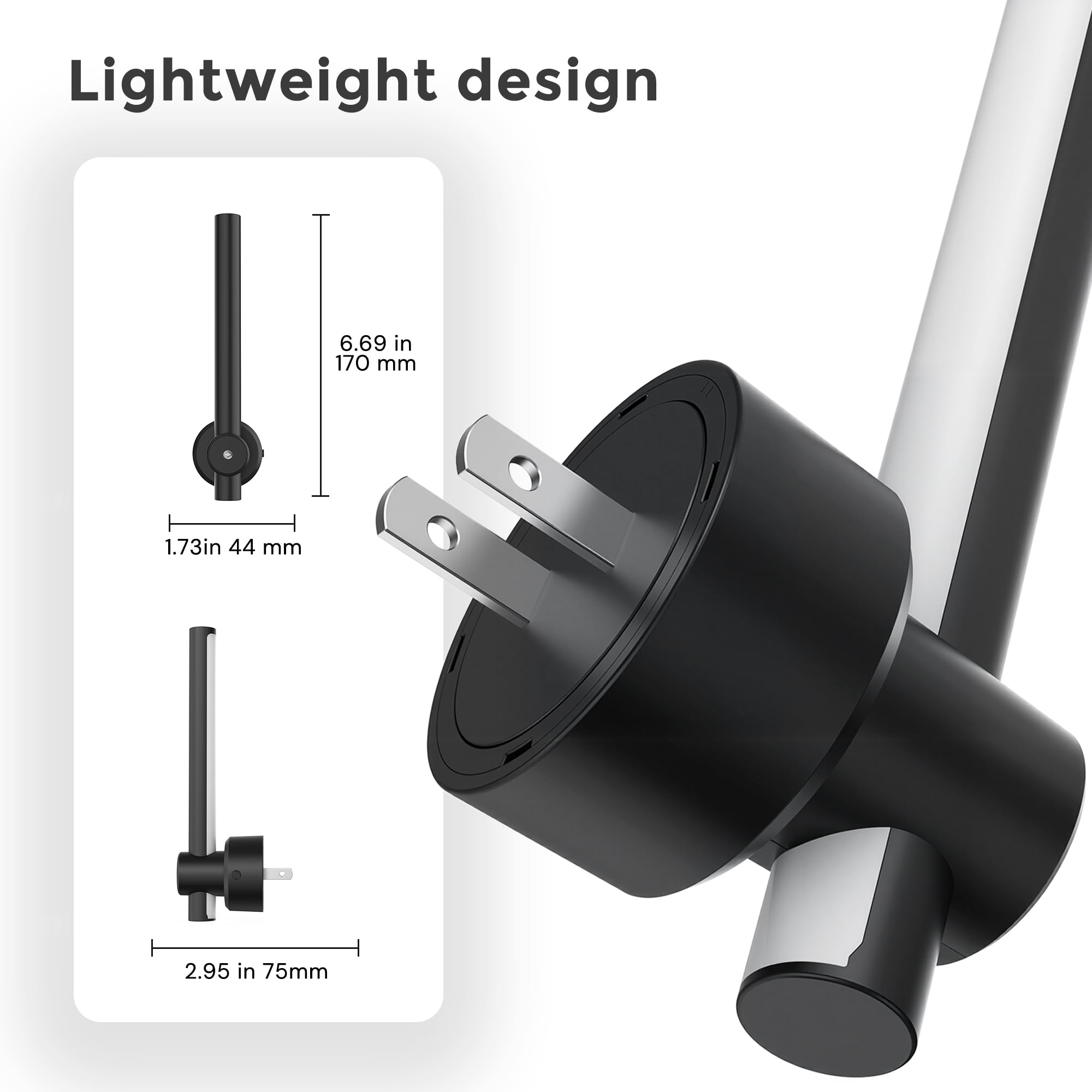 L LOHAS LED 330° Rotating Linear Modern Black Plug-in Night Light